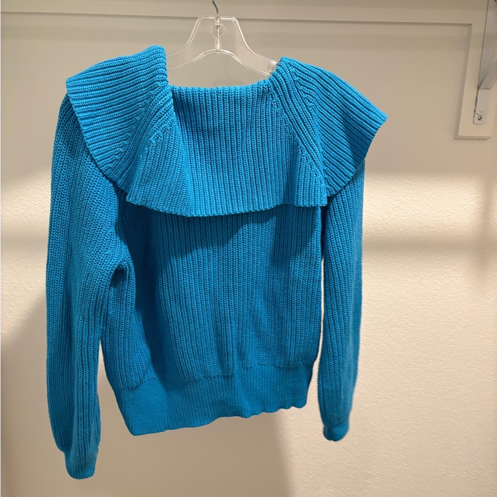 Loft Turquoise Ribbed Collar Sweater - Picture 3 of 5
